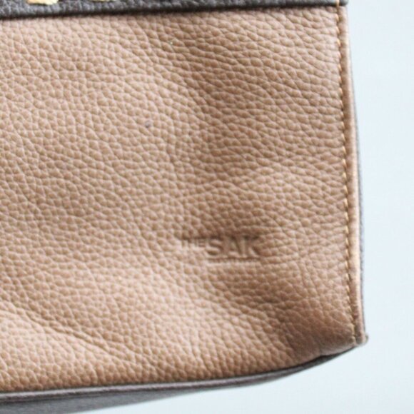 The Sak Elliott Lucca Brown Patchwork Leather Double Handle Shoulder Bag Purse - Picture 2 of 5